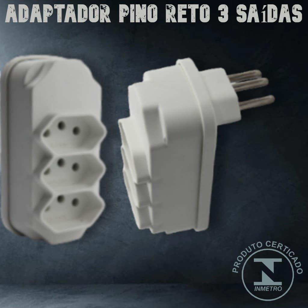 ADAPTADOR DE TOMADA PINO RETO 3 SAÍDAS 10a