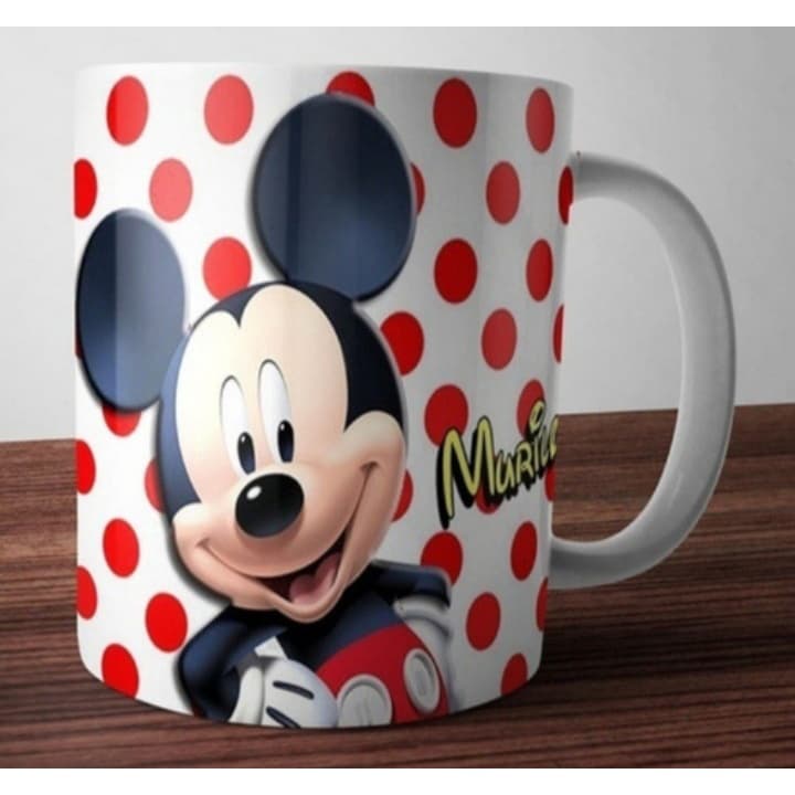 Caneca Cerâmica Branca Mickey Personalizada com Nome