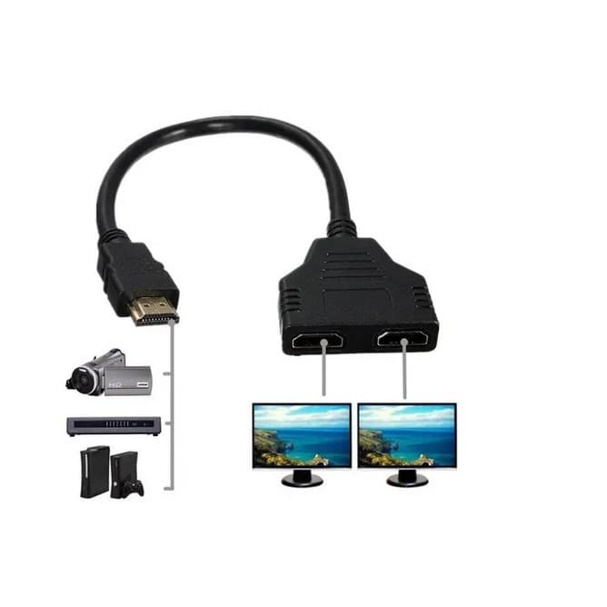 Cabo HDMI x HDMI 2x Saídas 30 Centímetros.