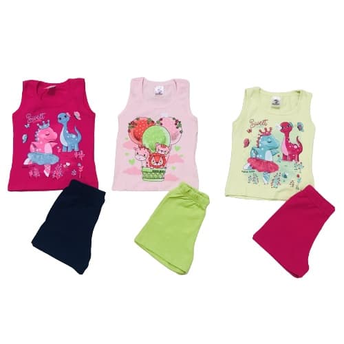 03 Conjuntos Infantil Menina Verão - Barato - PRONTA ENTREGA roupa infantil atacado qualidade premium