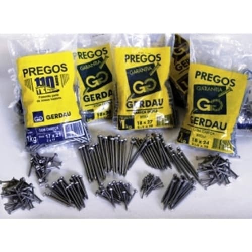 Kit c/ 3 kg Prego 18x27 Gerdau Polido C/ Cabeça P/ Construção Original