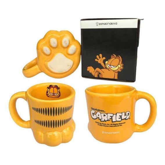 Caneca Pata Garfield De Porcelana / Gatinha eu amo gatos