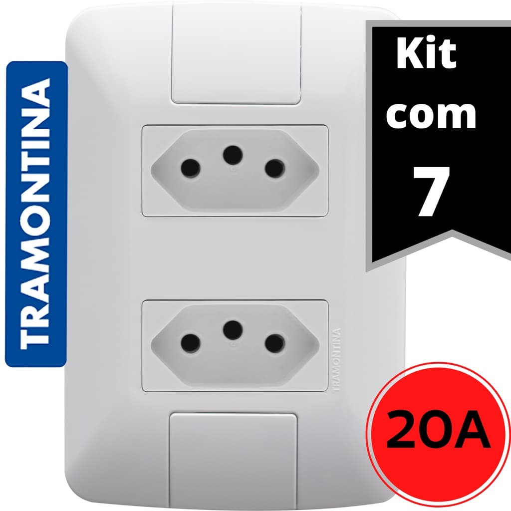 Kit 7 Tomada Dupla 20A Tramontina  2P+T 20A/250V Aria