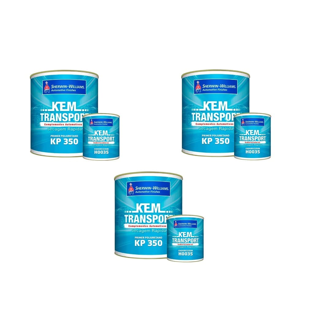 Primer PU Automotivo Cinza Sherwin Williams 3UNIDADES KP-350 Com Catalisador 900ml