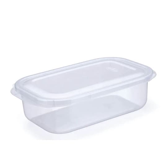 Pote Retangular Alto de Plástico Resistente Transparente