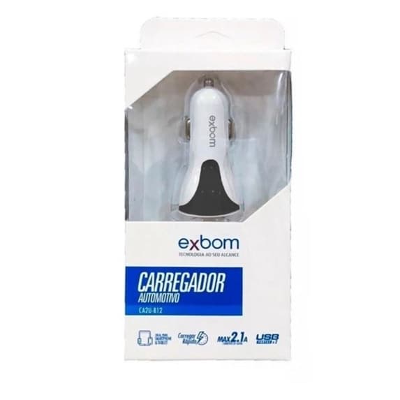 Carregador Veicular Duplo Usb Exbom Ca2u-b12