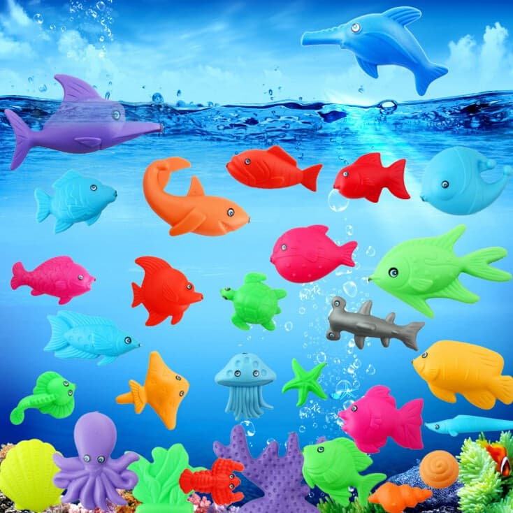 KIT Pescaria Infantil Magnética! Pesca De Brinquedo - 02 VARINHAS E 06 PEIXINHOS