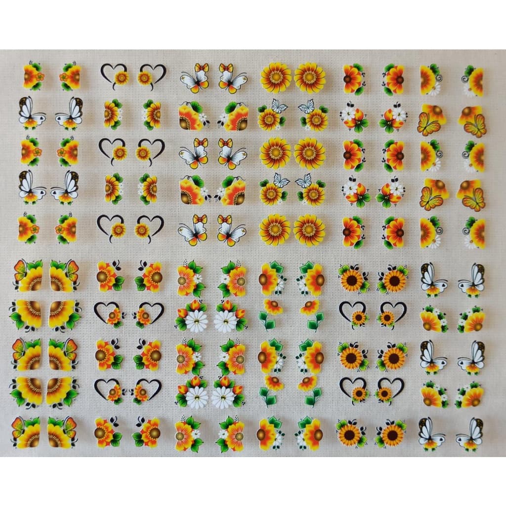 120 Adesivos para Unhas 3D GIRASSOL - Com escolha