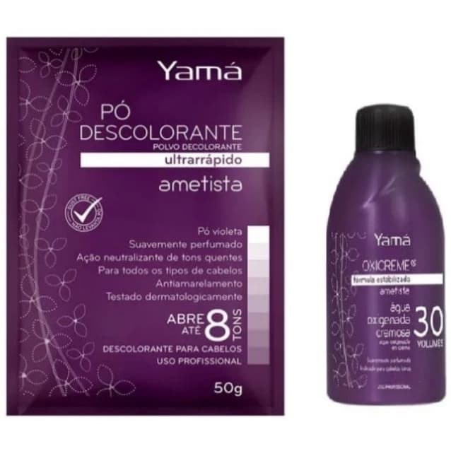 Kit Po Descolorante Ametista Yama 50g + Oxigenada Ametista 30v Yama - 100ml