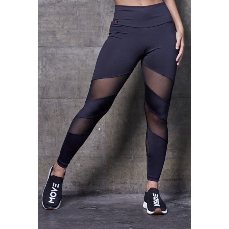 Calça Legging Leg Fitness Moda Academia Suplex Ginástica Tule lisa