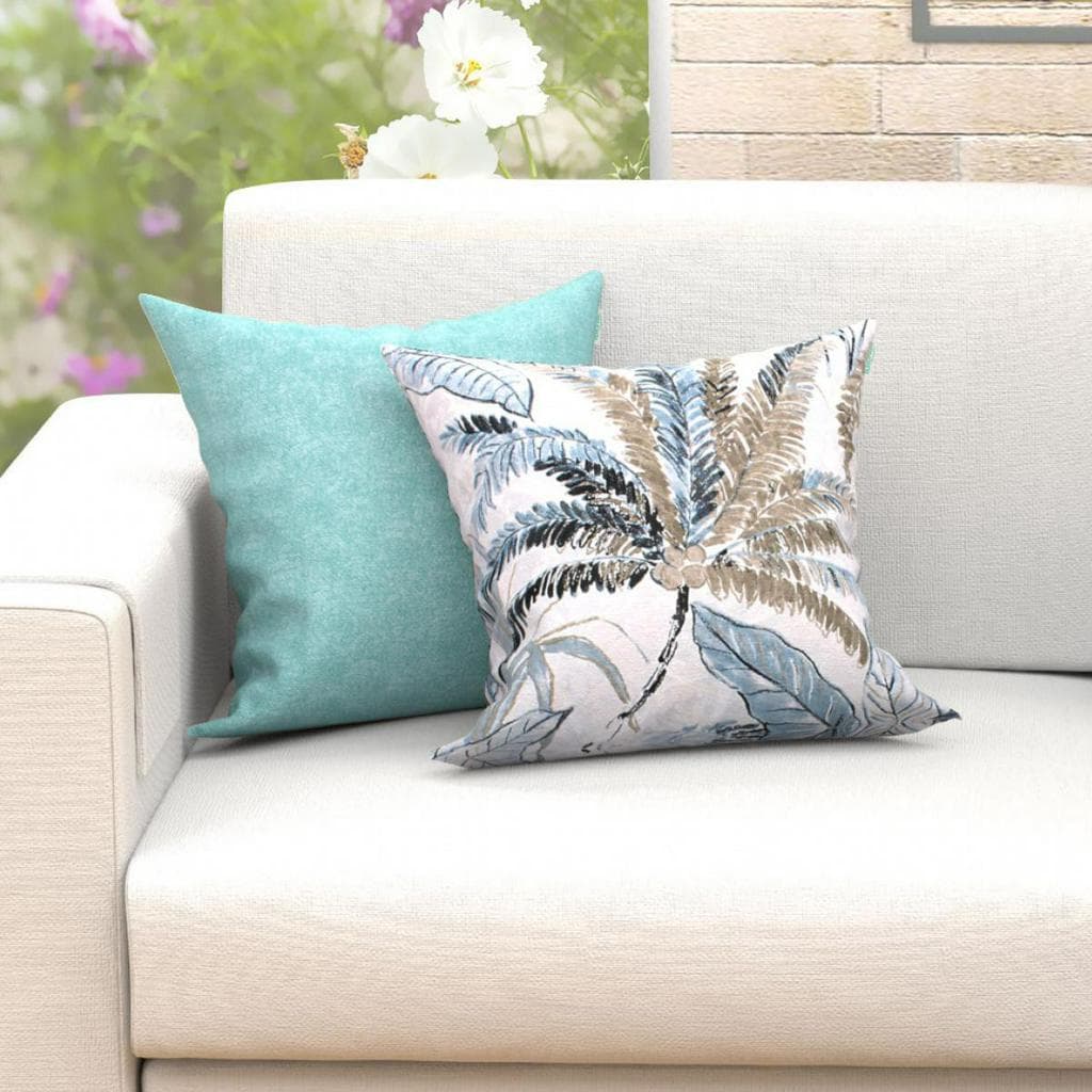 Almofada Azul Tiffany Estampada Vivarti 2 Unidades 45cm x 45cm com Refil de Silicone Supar Macio - Tecido Jacquard