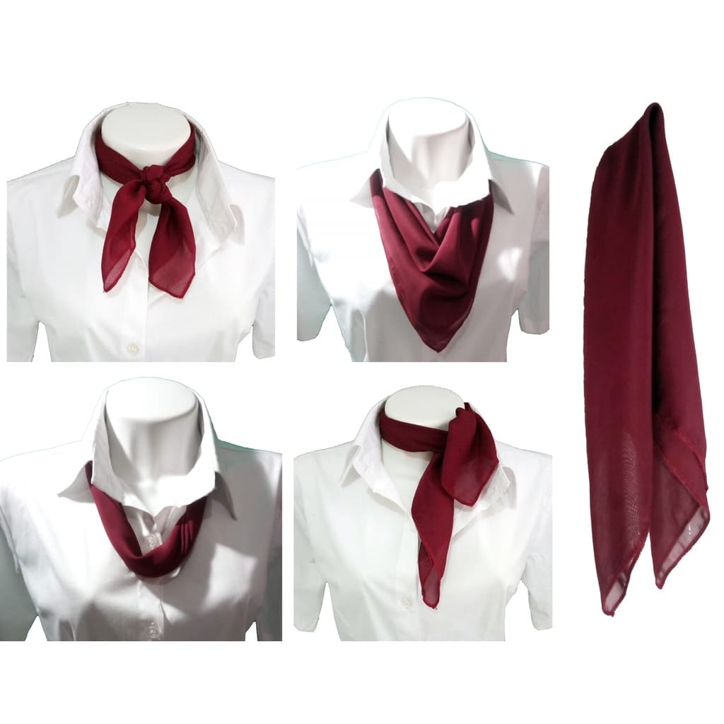 Kit com 10 lenços em Tecido Poliéster na cor Vinho 60cm x 60cm