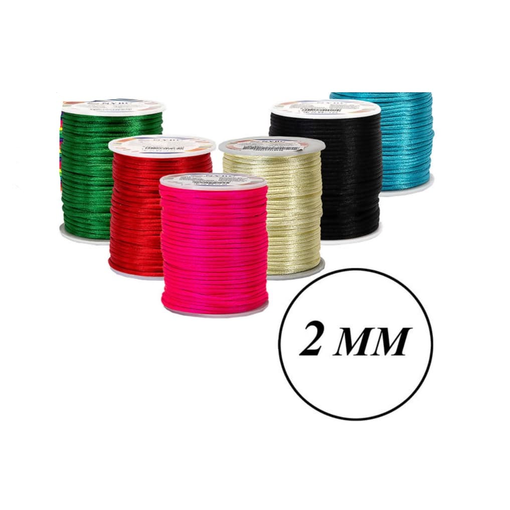 Cordão Cetim Seda Rabo Rato 2mm - Rolo Com 50 Metros Cada Unidade Temos Varias Cores