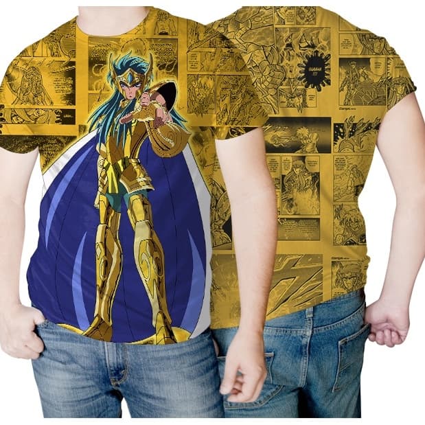 Camisa Camiseta Blusa Anime Cavaleiros do Zodíaco Camus de Aquário Full 3D Unissex