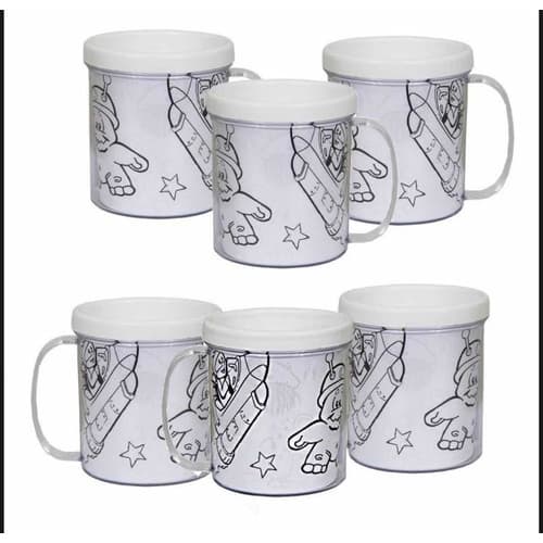 10 Caneca Acrilica Rosqueavel Para Colorir 300 Mililitros / Festa