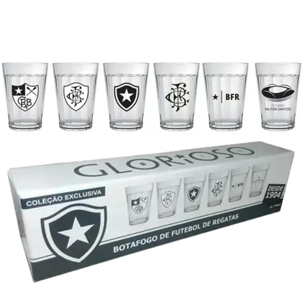 Jogo 06 Copos Americanos Botafogo 190ML com Caixa