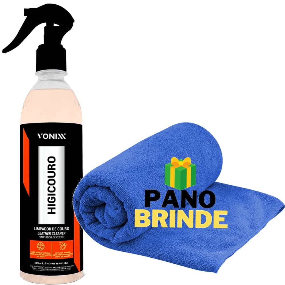 Limpador de Couro Higicouro Vonixx 500ml + Pano Brinde