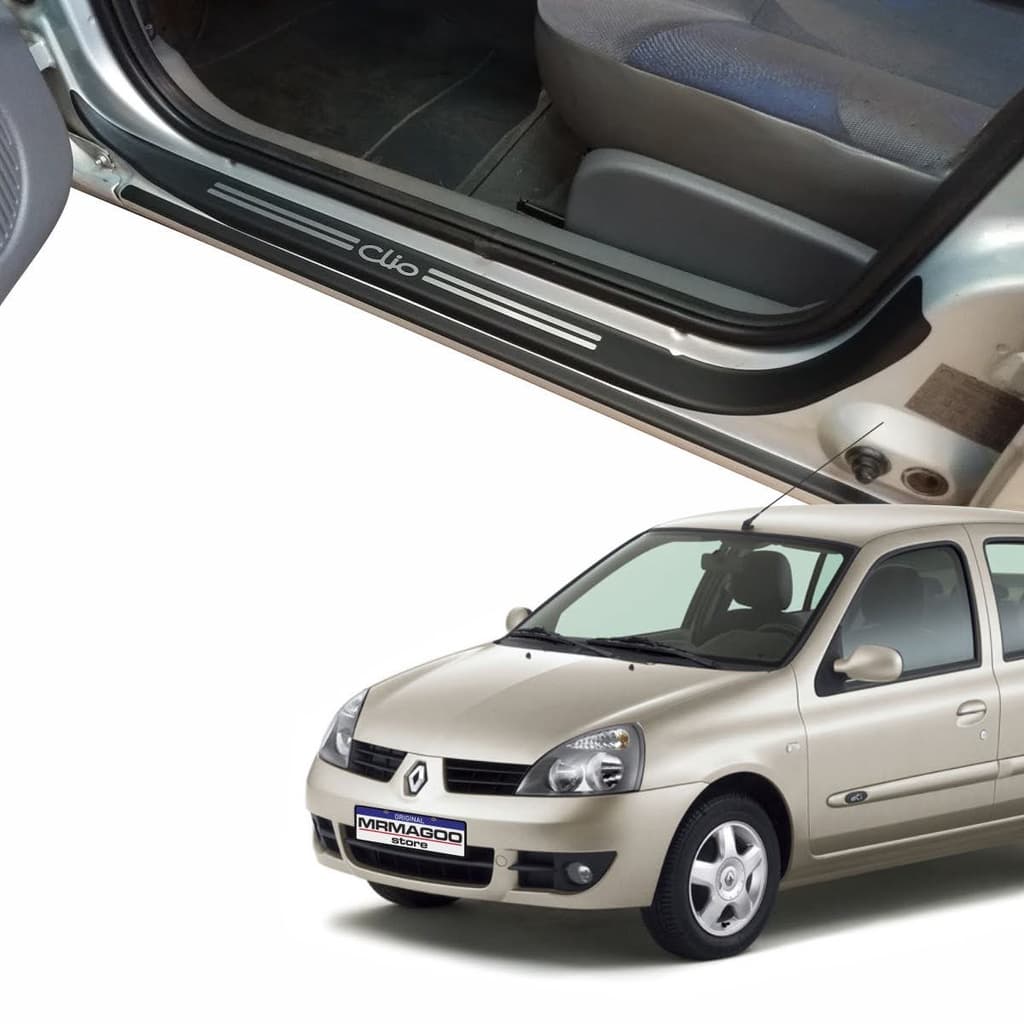 KIT Soleiras Super Protetoras + Soleira da Mala Renault CLIO SEDAN 2004 a 2009 Adesivo Acessórios para Carro