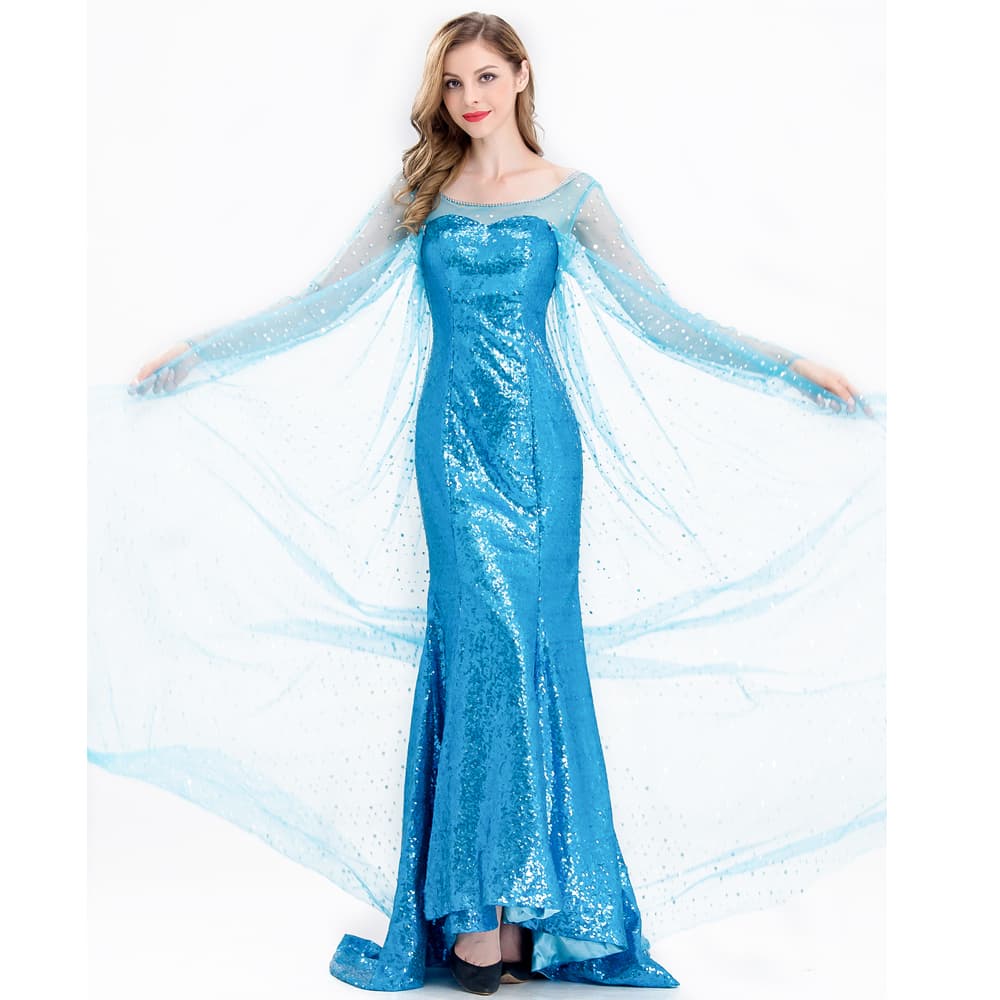 Fantasia Elsa Adulto Frozen Princesa Vestido Longo Cosplay Mulher Adulta De Halloween Carnaval