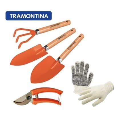 Kit Conjunto Para Jardinagem Jardim Tesoura de Poda e Luva - Tramontina
