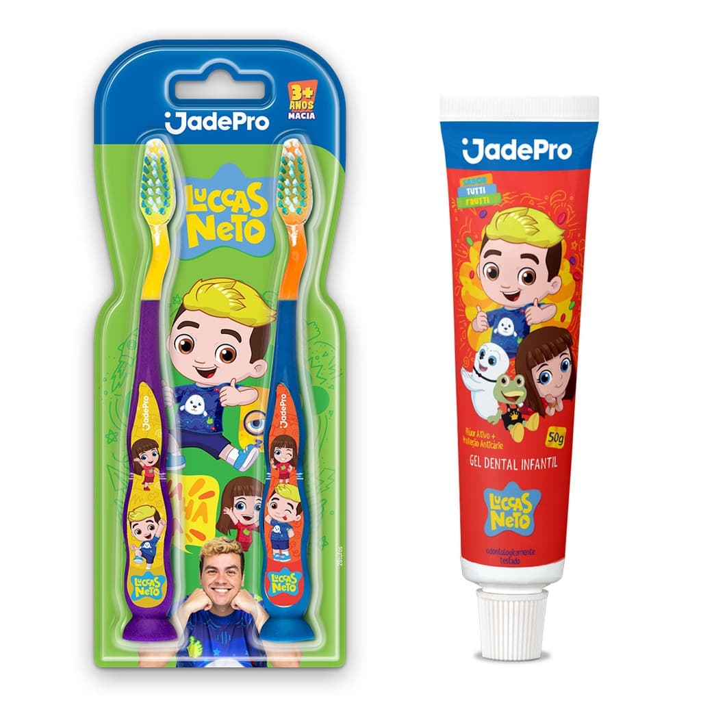 Escova de dente infantil Lucas Neto kit 2Un + Gel Dental Luccas Neto 50gr