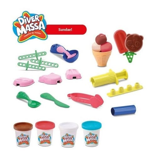 Kit Completo Massinha De Modelar Sorveteria Diver Massa Com Potinhos - Divertoys