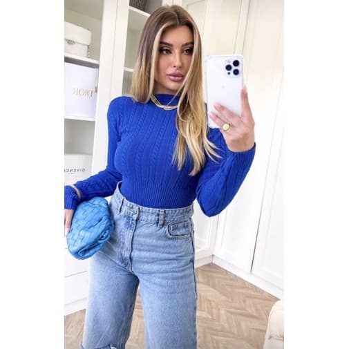 Cropped trançado manga longa tricô gola alta, blusa feminina manga comprida