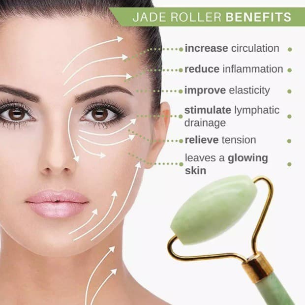 Rolo Massageador Facial Pedra Jade Anti Rugas Massoterapia