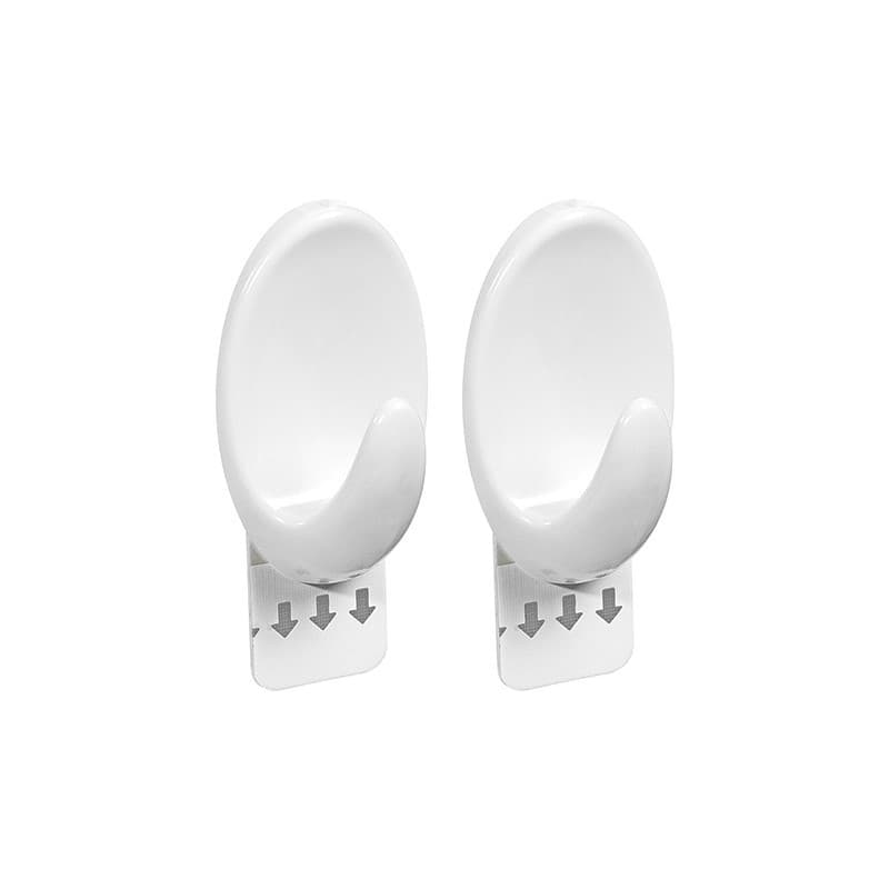 Gancho Oval Plástico Com Adesivo M Branco - ORDENE