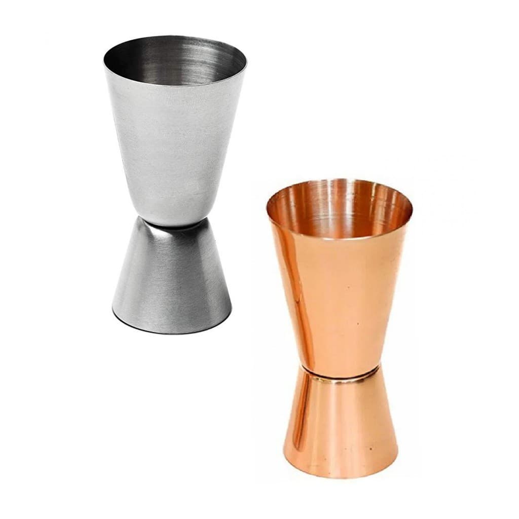 Dosador Duplo de Inox 30ml / 50ml - 7cm - Prata ou Rose - Para Bebidas Drinks