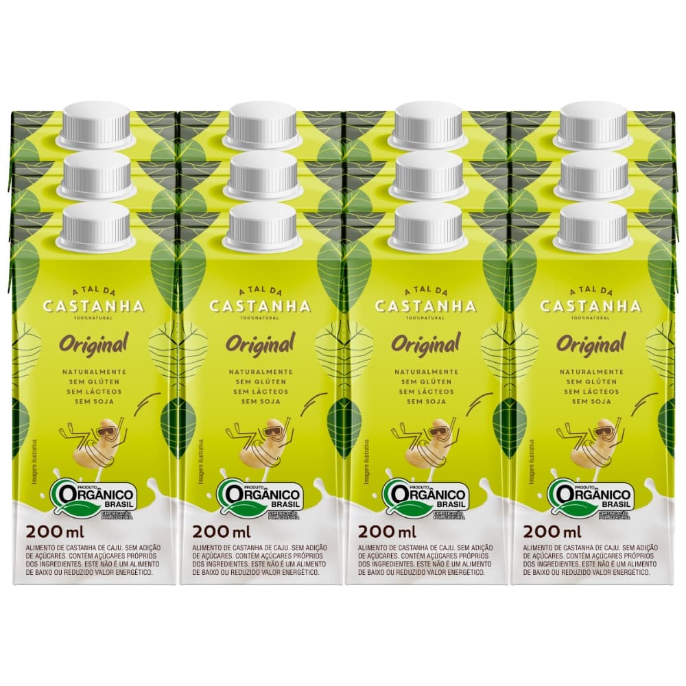 12 Caixas de 200ml de Leite Vegetal, A Tal da Castanha