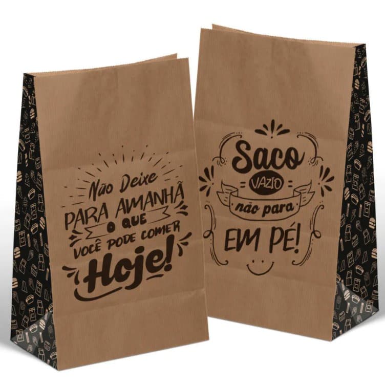 Saco Kraft Pequeno para Delivery Entrega Viagem sem Alça - Estampado - 1.000 unidades