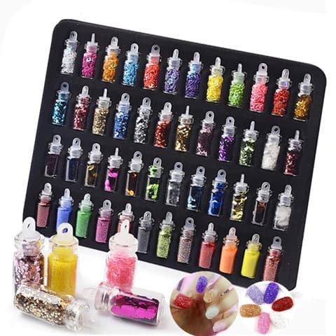 Adesivos de unhas 48 garrafas lantejoulas esmaltadas 3D, conjunto de filmes, decalques acrílicos de decoração de Natal