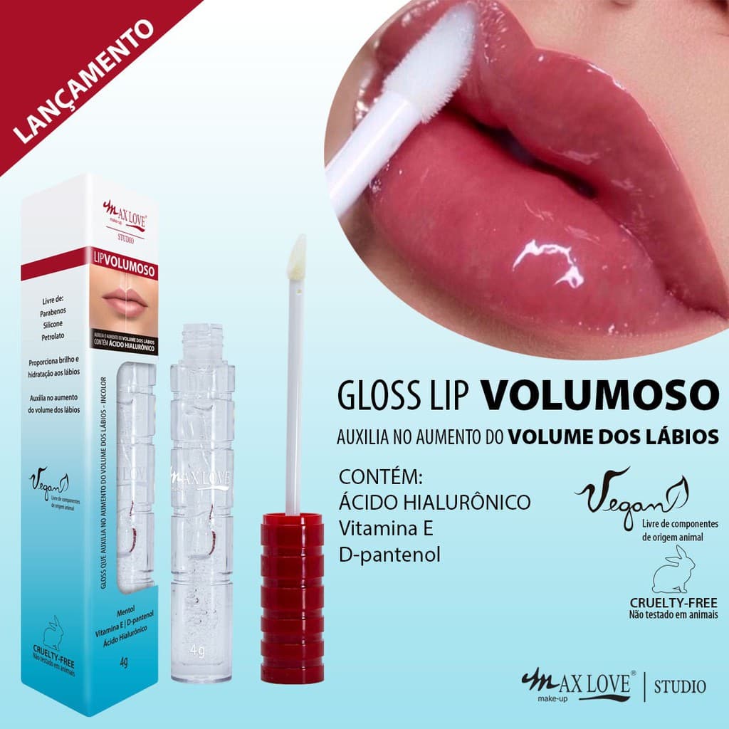 Gloss Lip Volumoso Incolor Aumenta o Volume dos Lábios Max Love