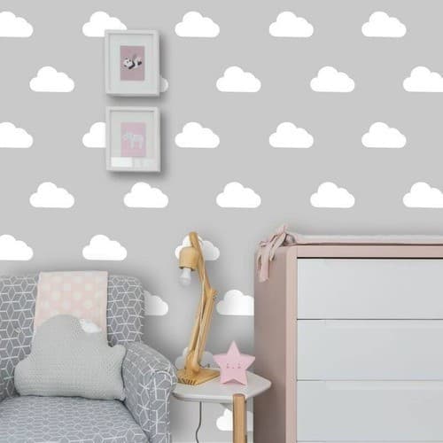 Adesivo De Parede Infantil Nuvens 100 Unidades 10x5cm Quarto Bebê Decorativo Decoração Céu
