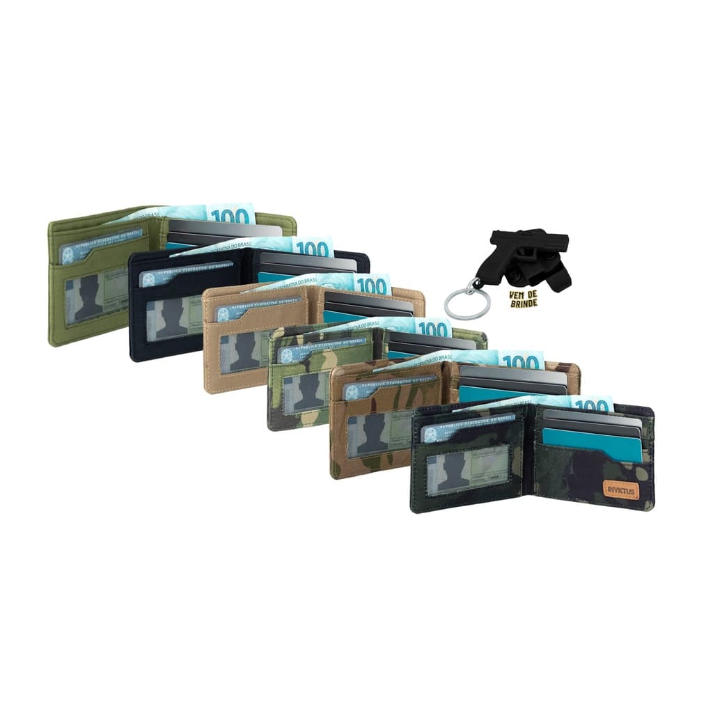 Carteira Bullet Invictus Porta Cartão Dinheiro e Documentos Com Clip + Brinde Chaveiro