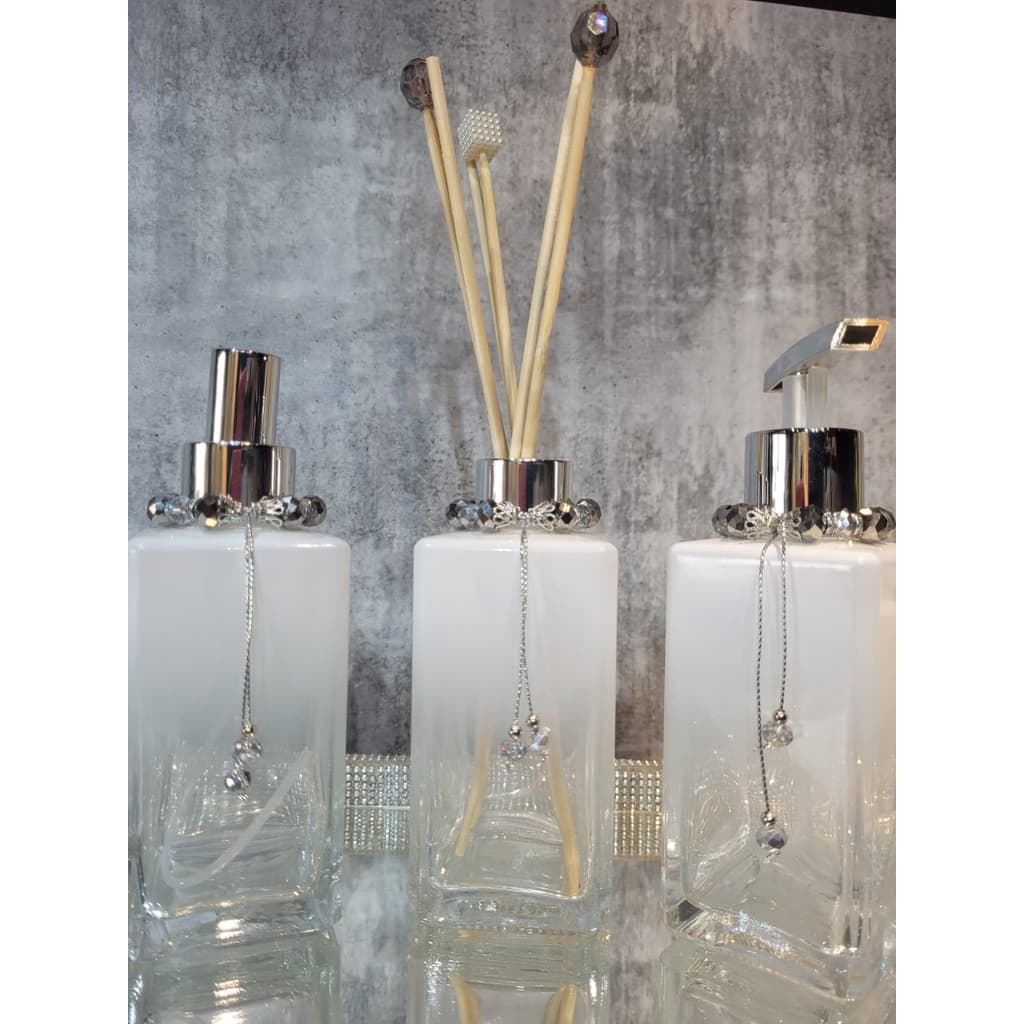 Kit Lavabo Luxo "Turim" - Saboneteira/Aromatizador de Ambientes/Spray