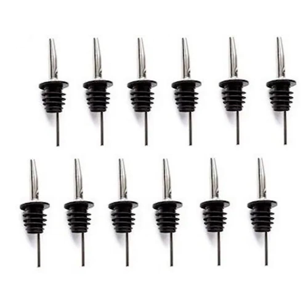 Kit 12 Bicos Dosadores para Garrafa de Azeite e Bebidas Aço Inox Fluxo Livre Biqueira Bar Bartender