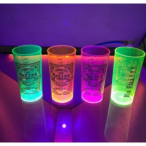 100 Copos Longdrink 320ml Neon Personalizados Frente/Verso