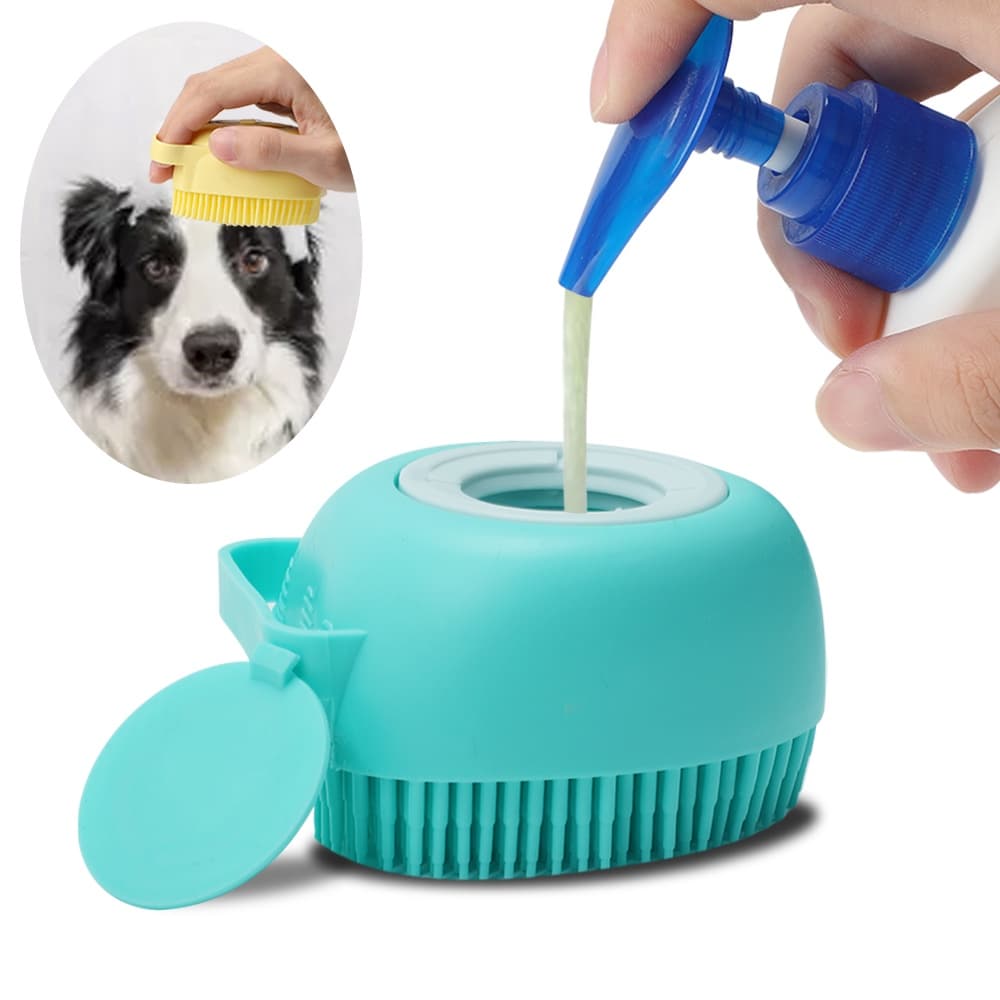 Esponja De Silicone Para Banho Com Dispenser Shampoo / Sabonete Escova Crianças, Adultos e Pets