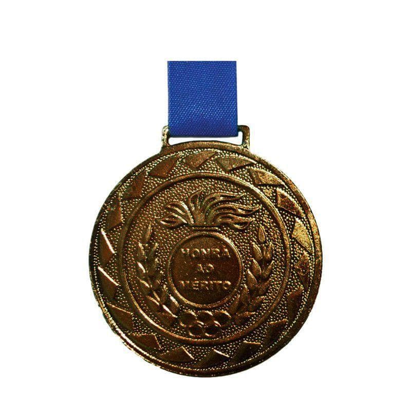 Kit Com 50 Medalhas de Bronze M60 Esportiva Honra ao Mérito Com Fita Azul Crespar