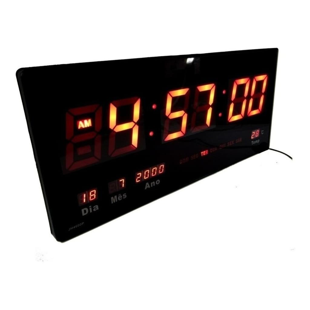 Relogio Led Luminoso Digital Data Mes Ano Cal Termometro