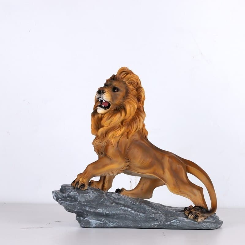 Estatua Luxo Leao Selvagem  Resina Decoracao Unica Presente