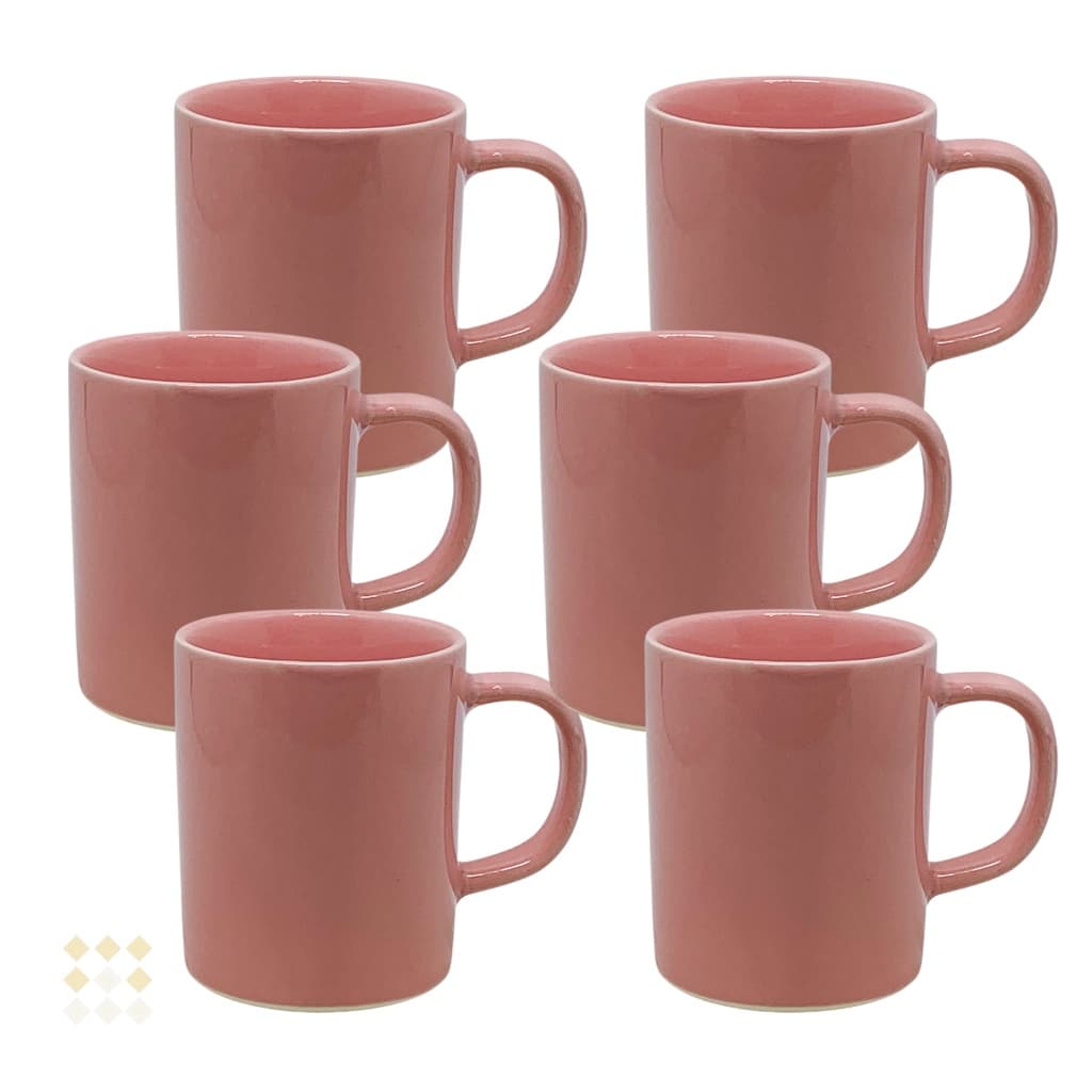 Jogo 6 Caneca Xicara Café Chá Porcelana Rosa Servir Mesa Posta