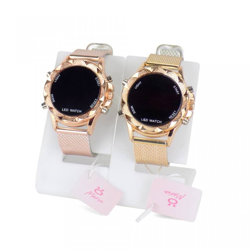 2 relógios digital led feminino pulseiras silicone ajustável