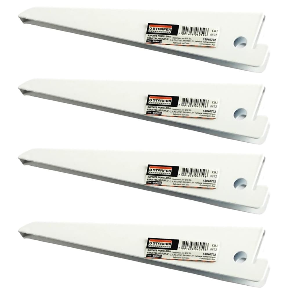 Kit 4 Suporte para Trilho Duplo em Aço Branco 17cm - Starfer