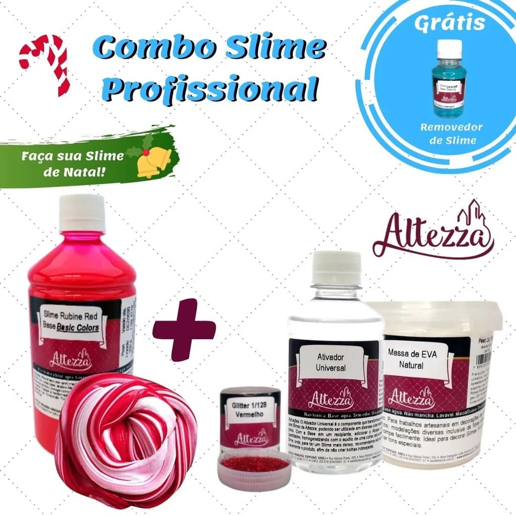 Kit Slime Completo Profissional Slime Natal Fim De Ano Combo 15