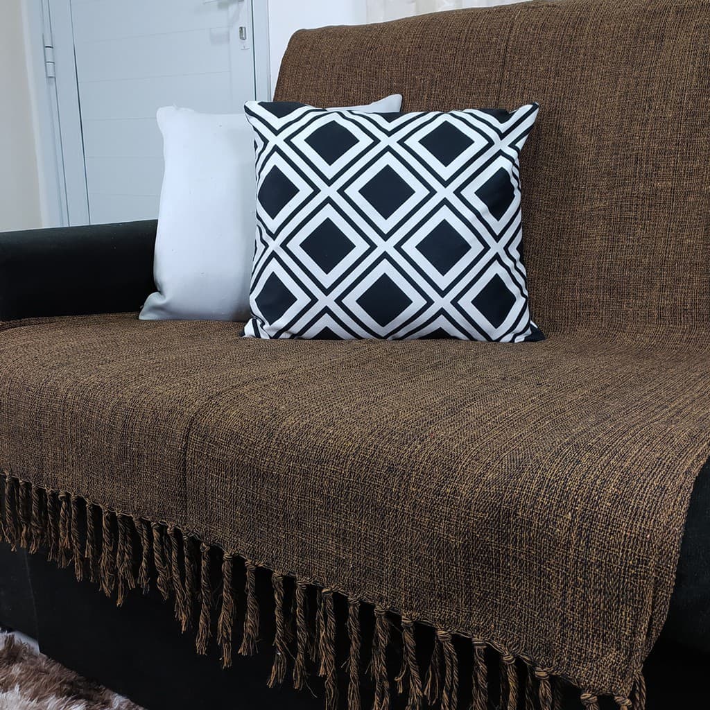 Manta Para Sofá e Cama 2,4m X 1,8m Retrátil Casal Capa Luxo Marrom