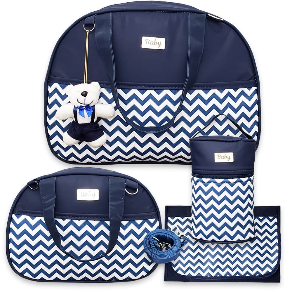Bolsas de Maternidade Bolsa Bebê Coleção Chevron 4 Peças Térmico Impermeável - Imperdível