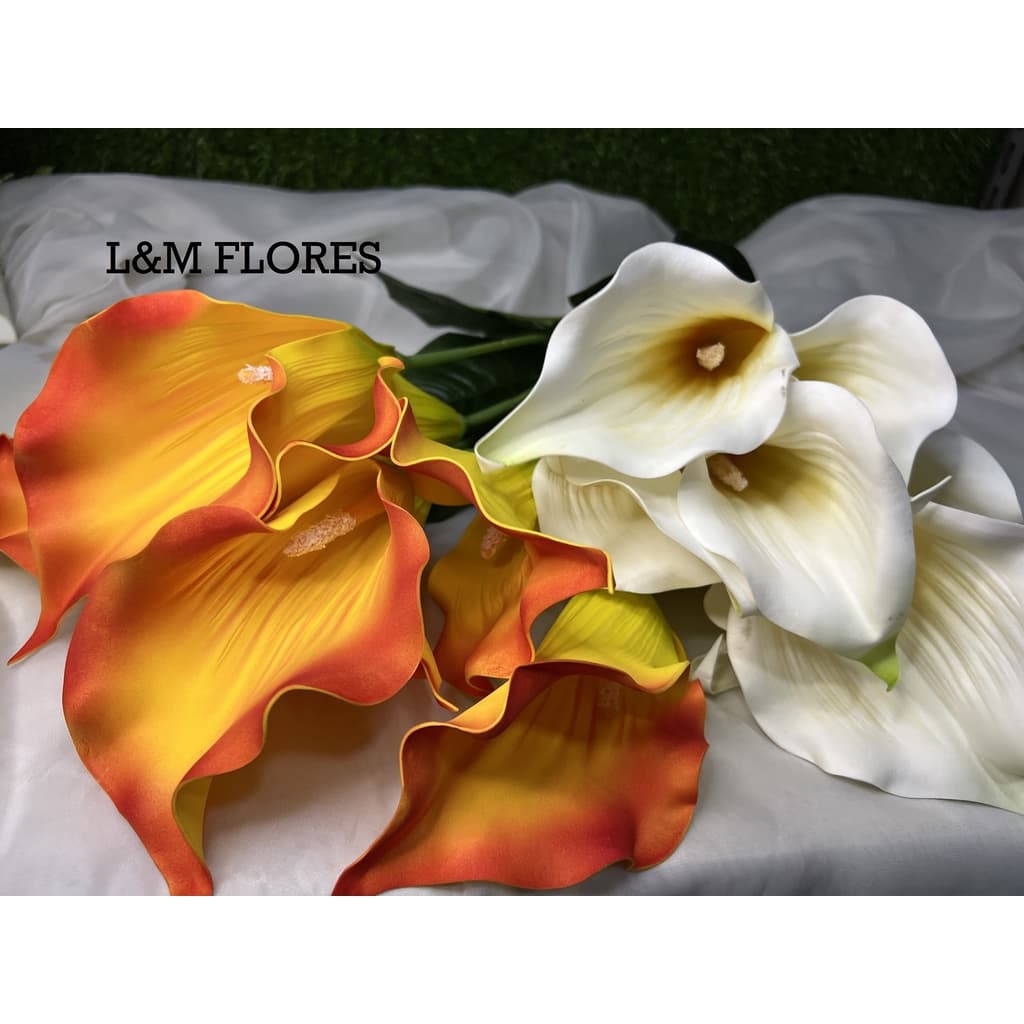 Buquê de Copo de Leite emborrachado artificial com 7 flores ideal para arranjos e decoração de casamento